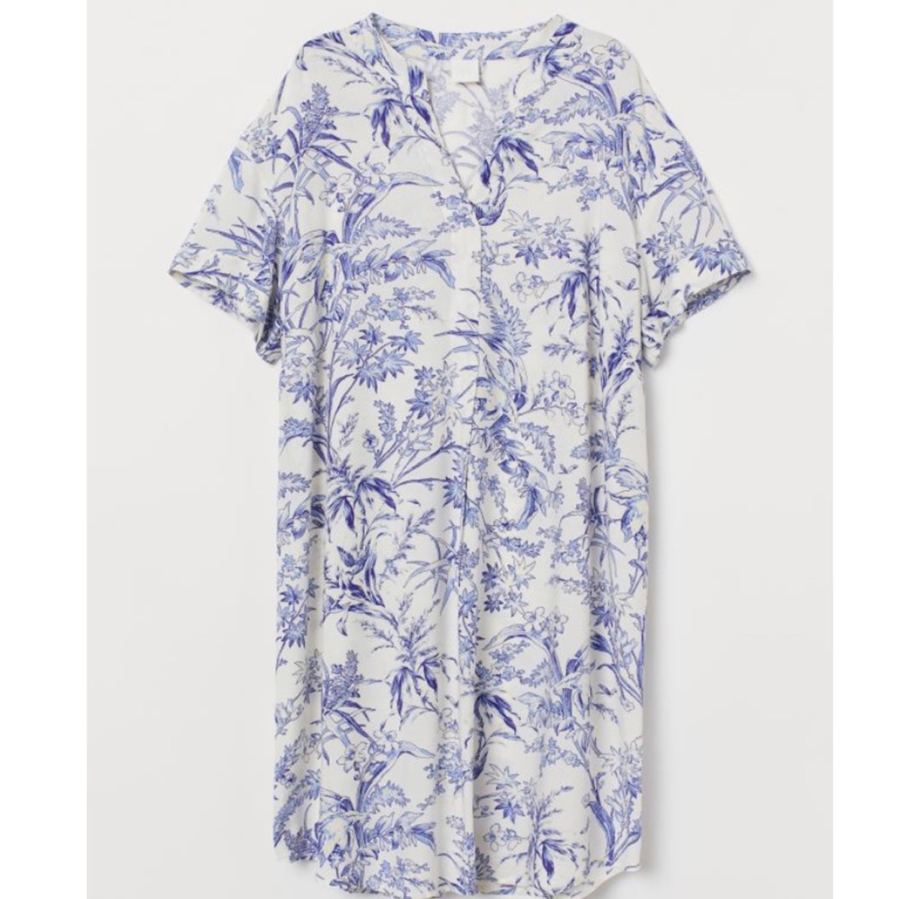 H&M Blue and White V-Neck Dress 12